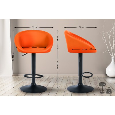 Tabouret de bar Davie simili cuir noir