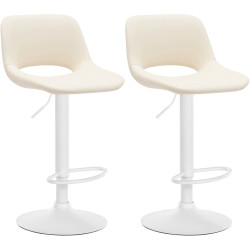Lot de 2 tabourets de bar Camden, simili cuir, blanc et crème