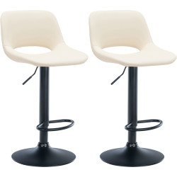 Lot de 2 tabourets de bar Camden, simili cuir, noir et crème
