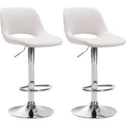 Lot de 2 tabourets de bar Camden en chrome et tissu crème