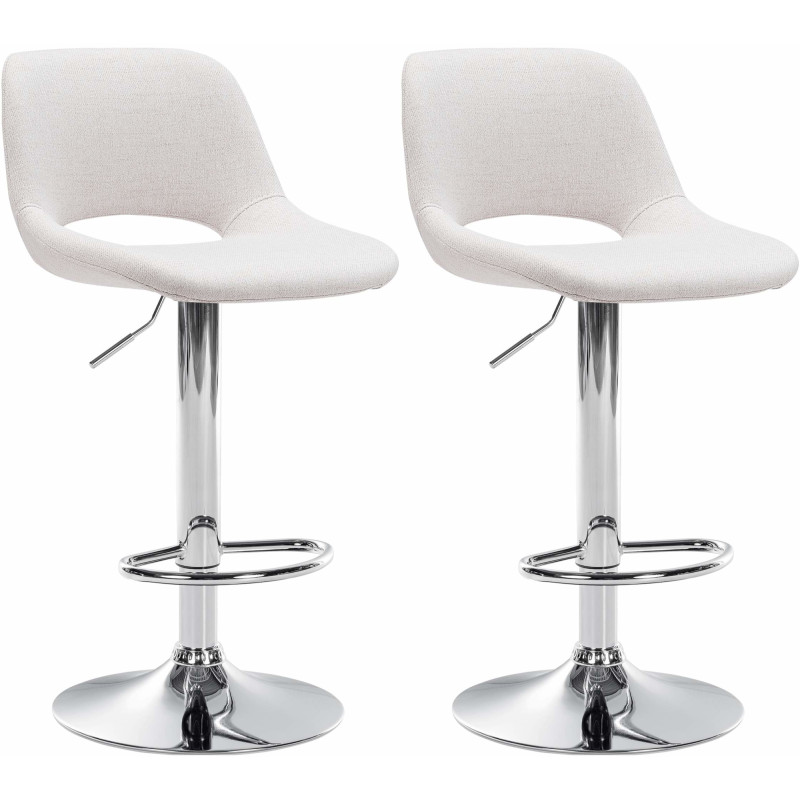 Lot de 2 tabourets de bar Camden en chrome et tissu crème