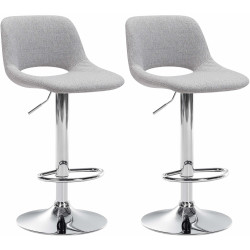 Lot de 2 tabourets de bar Camden en tissu chromé gris clair