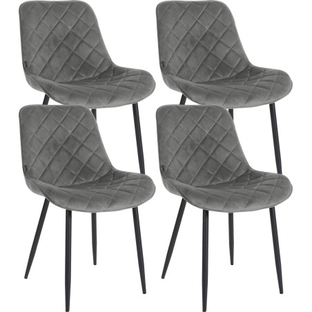 Ensemble de 4 chaises Springs en velours gris