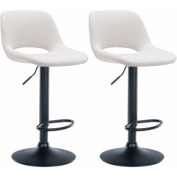 Lot de 2 tabourets de bar Camden en tissu noir et crème