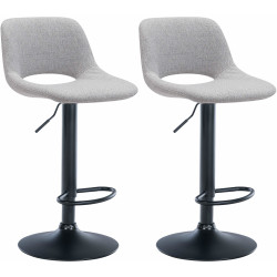 Lot de 2 tabourets de bar Camden en tissu noir et gris clair