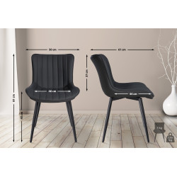 Ensemble de 2 chaises Largo, similicuir, noires