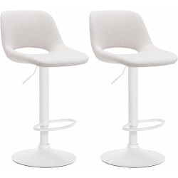 Lot de 2 tabourets de bar Camden en tissu blanc et crème