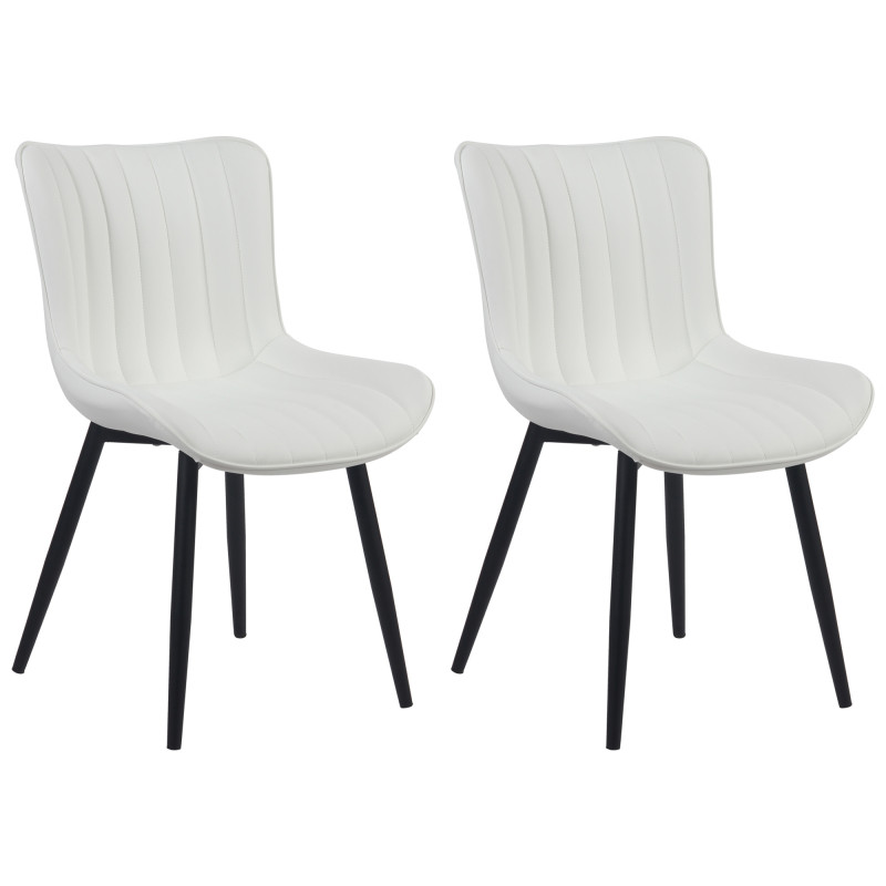 Ensemble de 2 chaises Largo, similicuir, blanches