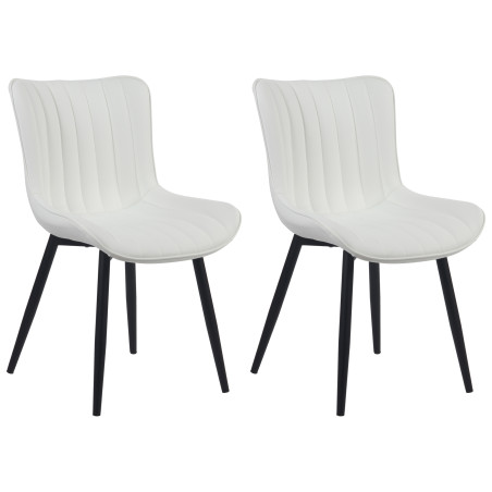 Ensemble de 2 chaises Largo, similicuir, blanches