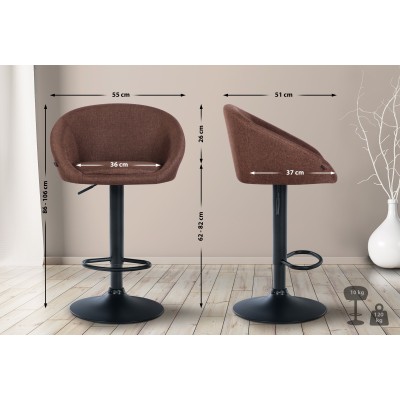 Tabouret de bar Davie tissu noir