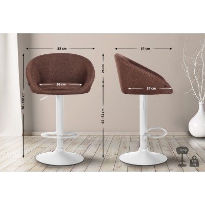 Tabouret de bar Davie tissu blanc