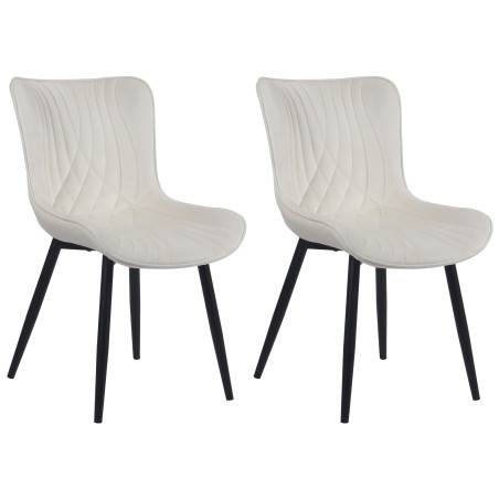 Ensemble de 2 chaises Brady en velours crème