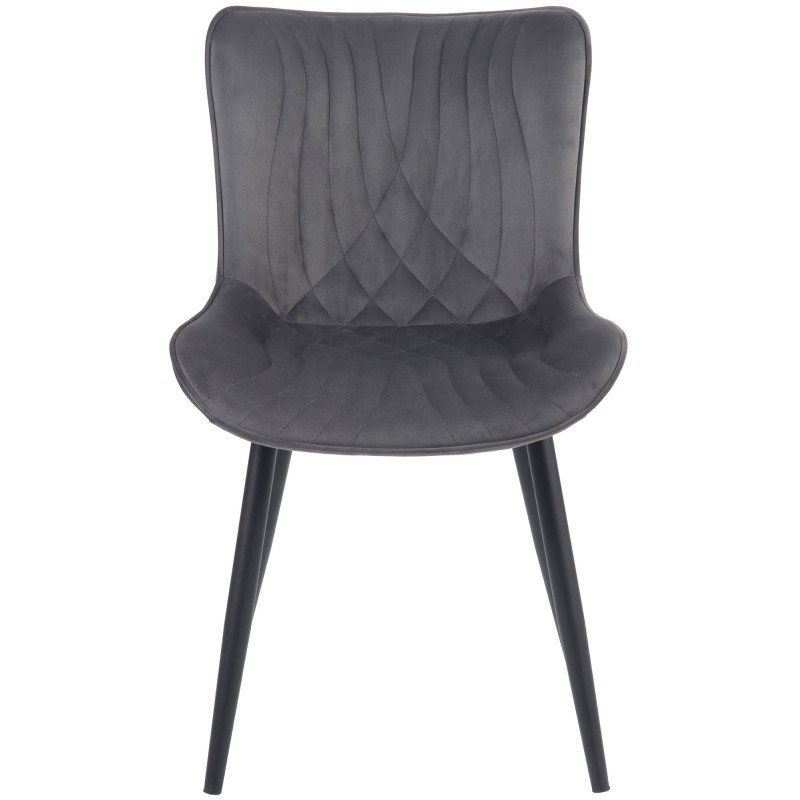 Ensemble de 2 fauteuils Brady, velours, gris foncé