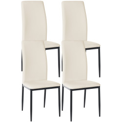Ensemble de 4 chaises de salle à manger Savino, similicuir, crème
