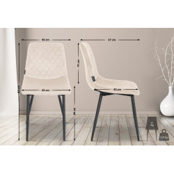Ensemble de 4 chaises Telde en velours crème