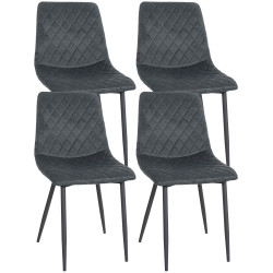 Ensemble de 4 chaises Telde en velours gris foncé
