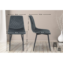 Ensemble de 4 chaises Telde en velours gris foncé