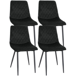Ensemble de 4 chaises Telde en velours noir
