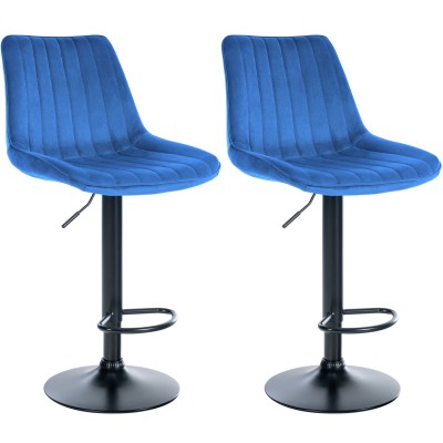 Lot de 2 tabourets de bar Toni velours noir