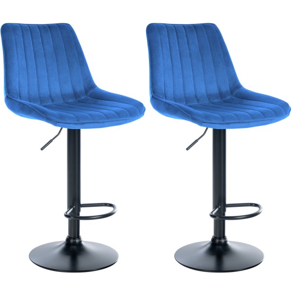 Lot de 2 tabourets de bar Toni velours noir