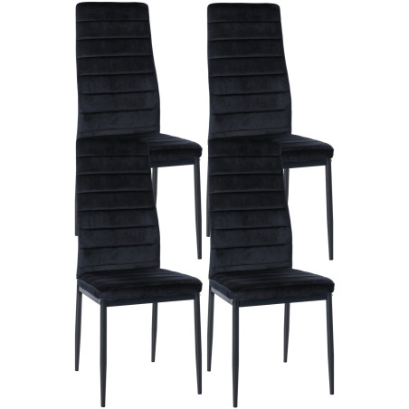 Ensemble de 4 chaises de salle à manger Mayfair en velours noir