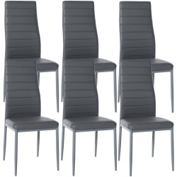 Ensemble de 6 chaises de salle à manger Mayfair, en similicuir gris
