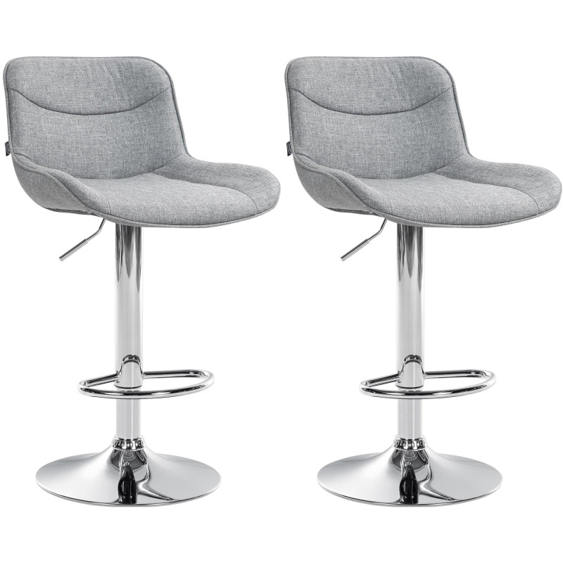 Lot de 2 tabourets de bar Vonore tissu gris chrome