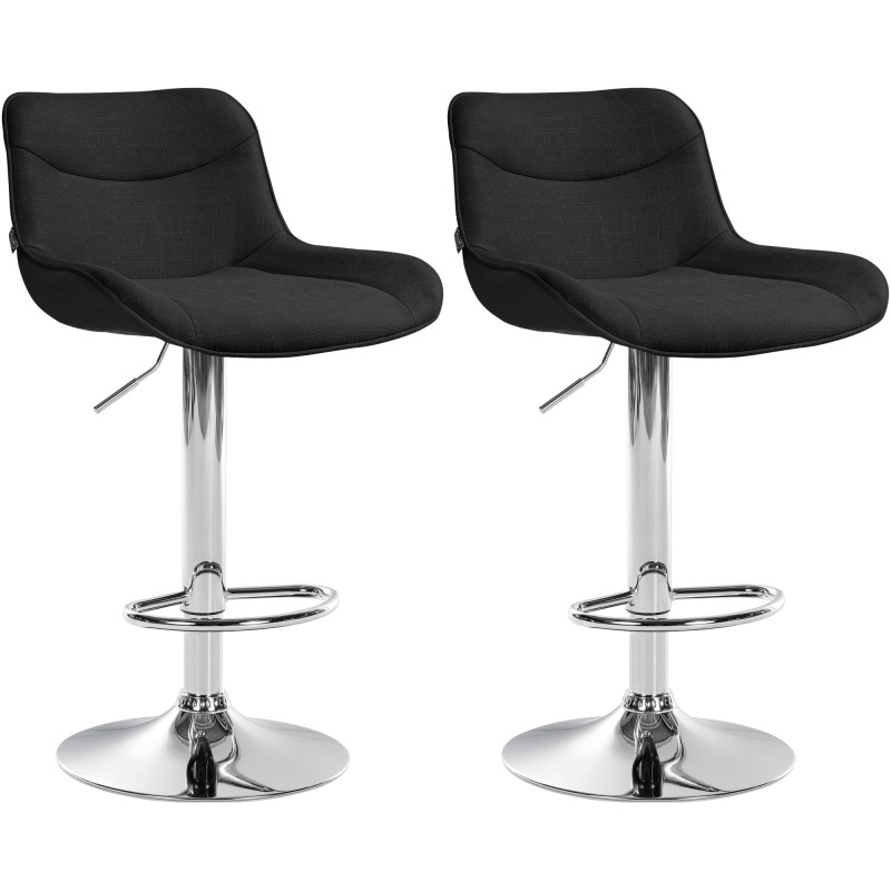 Lot de 2 tabourets de bar Vonore tissu chrome noir