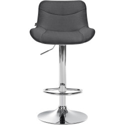 Lot de 2 tabourets de bar Vonore tissu chrome gris foncé