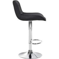 Lot de 2 tabourets de bar Vonore tissu chrome gris foncé