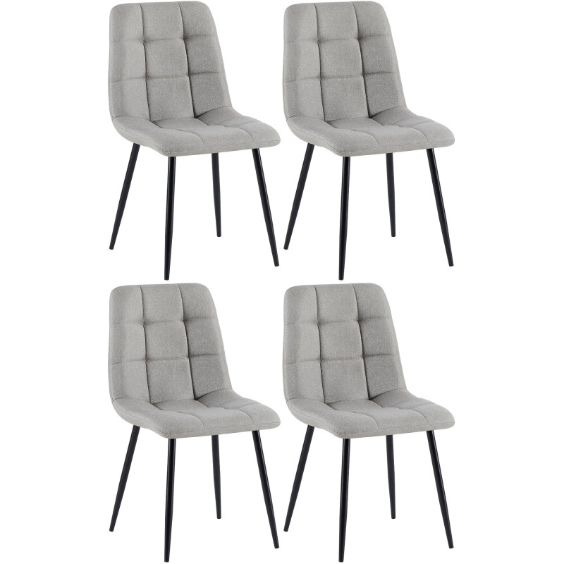 Ensemble de 4 chaises de salle à manger Antibes, tissu gris clair