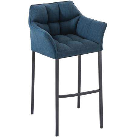 Tabouret de bar Damaso B en tissu avec structure à 4 pieds bleu