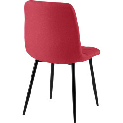 Ensemble de 4 chaises de salle à manger Antibes, tissu rouge