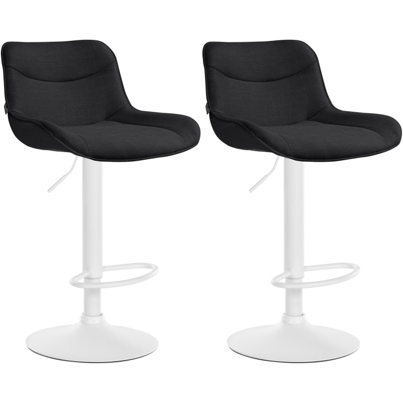 Lot de 2 tabourets de bar Vonore en tissu blanc et noir
