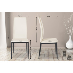 Ensemble de 6 chaises de salle à manger Savino, similicuir, crème