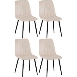 Ensemble de 4 chaises en velours crème Dijon