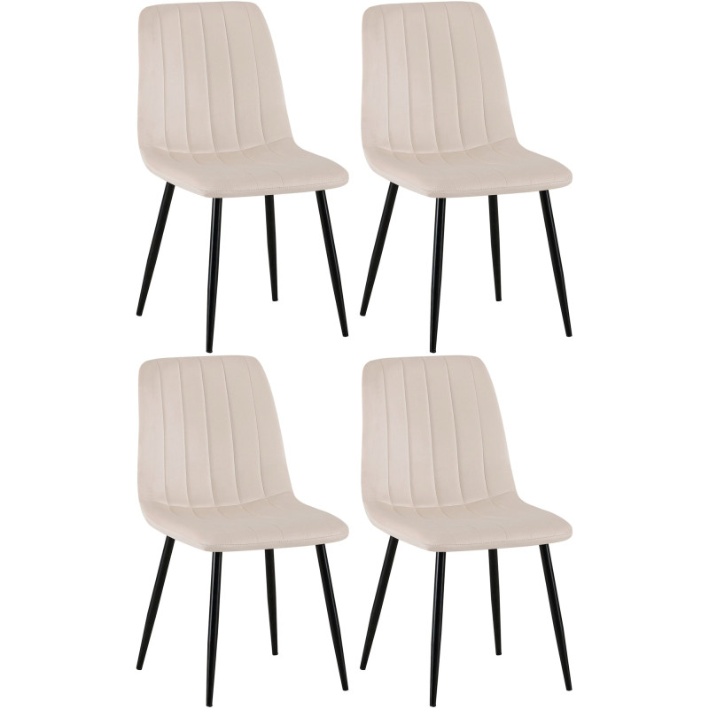 Ensemble de 4 chaises en velours crème Dijon
