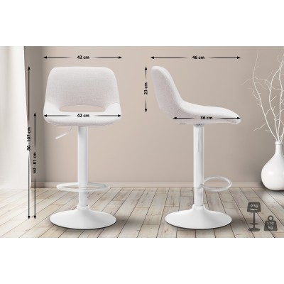 Tabouret de bar Camden tissu blanc