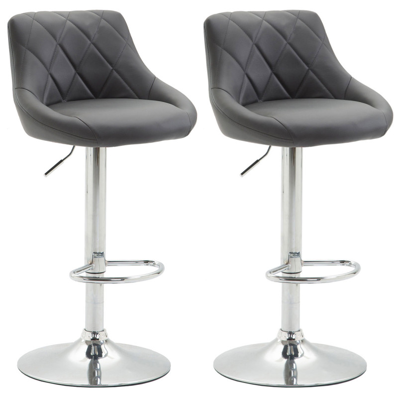 Lot de 2 tabourets de bar Lazio simili cuir C gris