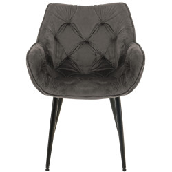 Fauteuil Tanna en velours anthracite