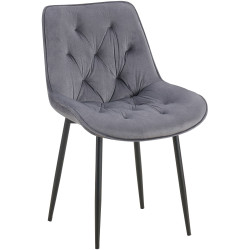 Chaise de salle à manger Wallace, velours, gris foncé