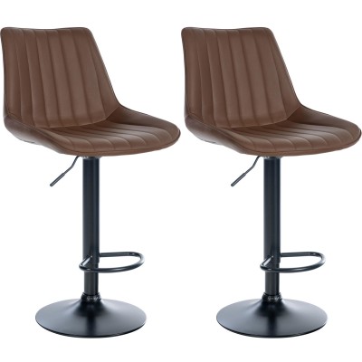 Lot de 2 tabourets de bar Toni simili cuir noir