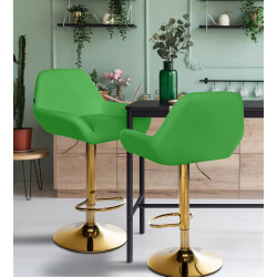 Lot de 2 tabourets de bar Braga Gold simili cuir vert