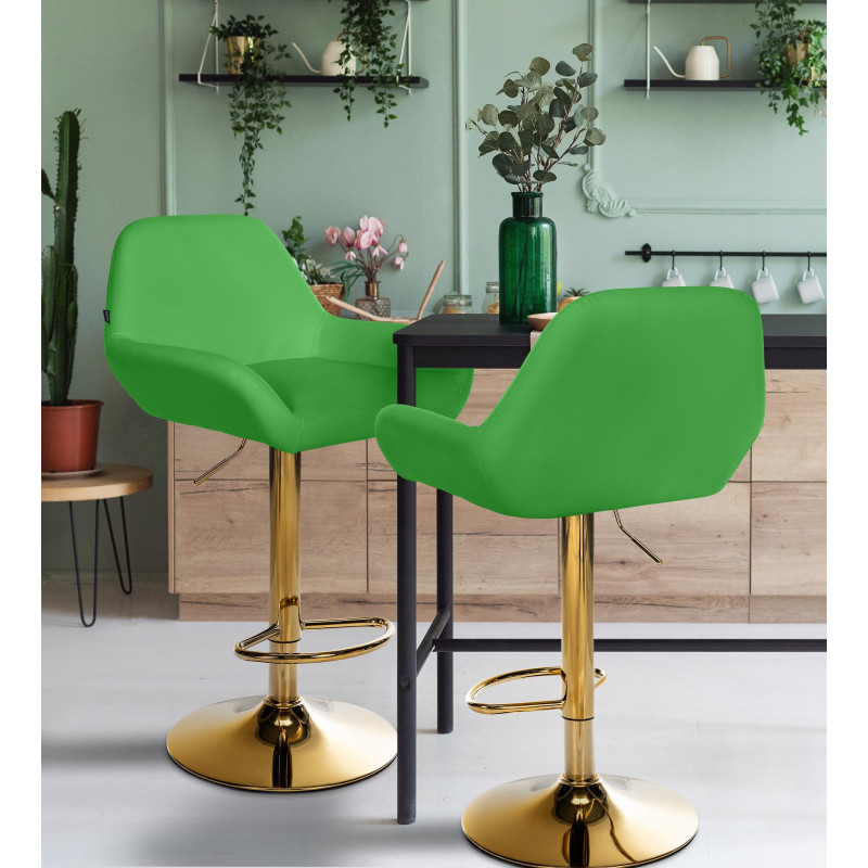 Lot de 2 tabourets de bar Braga Gold simili cuir vert