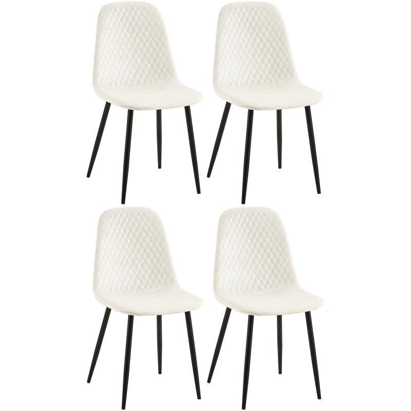 Ensemble de 4 chaises Giverny en velours blanc crème