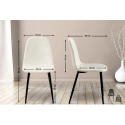 Ensemble de 4 chaises Giverny en velours blanc crème