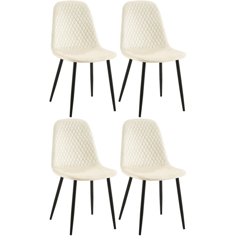 Ensemble de 4 chaises Giverny en velours crème