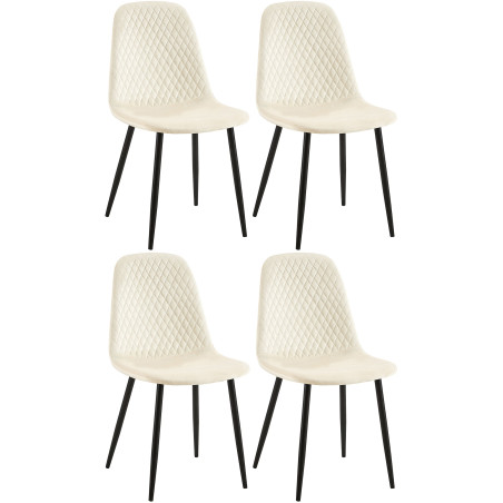 Ensemble de 4 chaises Giverny en velours crème