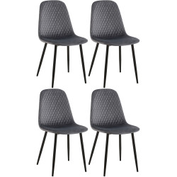 Ensemble de 4 chaises Giverny en velours gris foncé