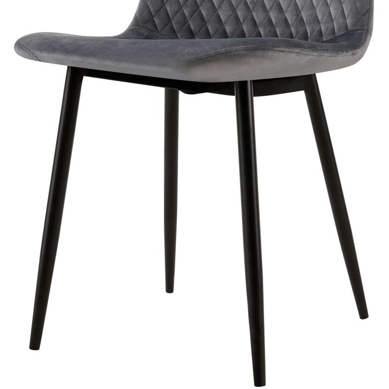 Ensemble de 4 chaises Giverny en velours gris foncé